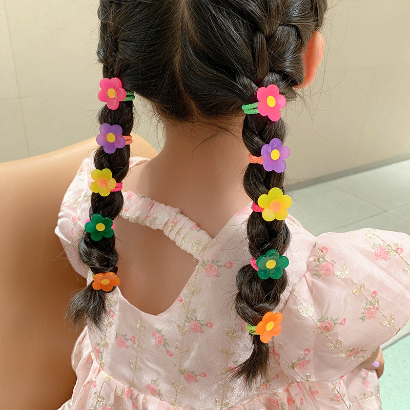 10 buc pentru fete, desene animate, flori, urs, litere, stil iepure, benzi elastice de păr pentru copii, copii, frânghii de cauciuc, accesorii pentru păr pentru copii