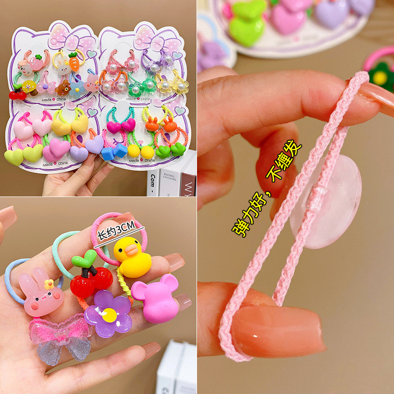 10 buc pentru fete, desene animate, flori, urs, litere, stil iepure, benzi elastice de păr pentru copii, copii, frânghii de cauciuc, accesorii pentru păr pentru copii