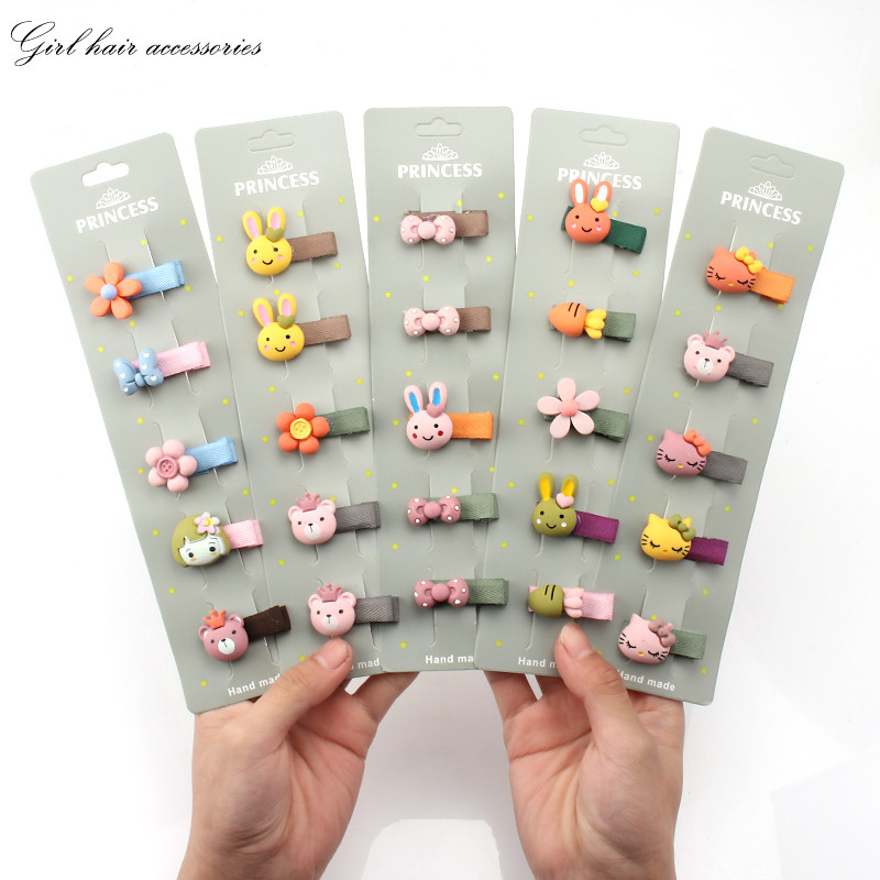 5kom/komplet dječje kopče za kosu slatka crtana životinja mašna cvjetni ukras djevojka ljupke ukosnice od tkanine kopča za kosu dodaci za kosu