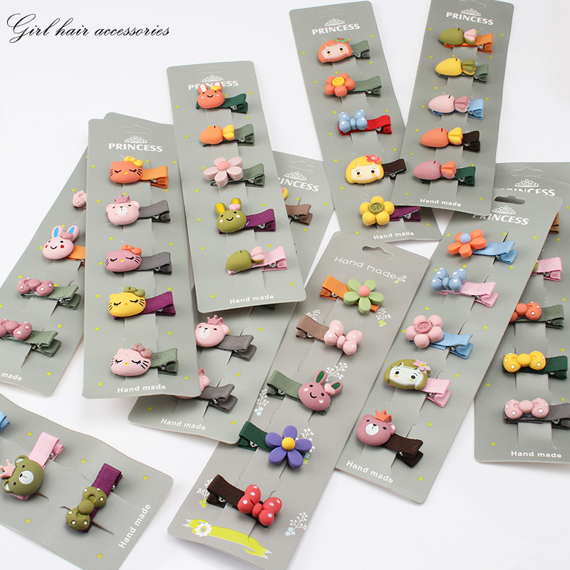 5kom/komplet dječje kopče za kosu slatka crtana životinja mašna cvjetni ukras djevojka ljupke ukosnice od tkanine kopča za kosu dodaci za kosu
