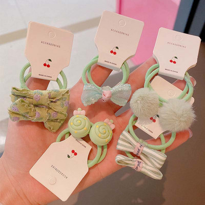 ncmama Ελαστικές κορδέλες μαλλιών Hair Ties εμπριμέ Φιόγκοι Μασίφ Scrunchies Headwear για κορίτσια Αξεσουάρ μαλλιών για παιδιά Παιδικά 3,2cm 10τμχ