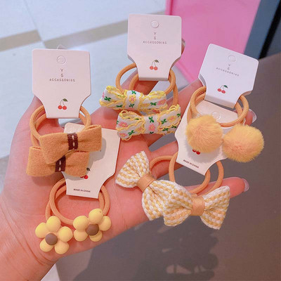 ncmama Ελαστικές κορδέλες μαλλιών Hair Ties εμπριμέ Φιόγκοι Μασίφ Scrunchies Headwear για κορίτσια Αξεσουάρ μαλλιών για παιδιά Παιδικά 3,2cm 10τμχ