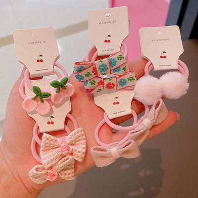 ncmama Ελαστικές κορδέλες μαλλιών Hair Ties εμπριμέ Φιόγκοι Μασίφ Scrunchies Headwear για κορίτσια Αξεσουάρ μαλλιών για παιδιά Παιδικά 3,2cm 10τμχ