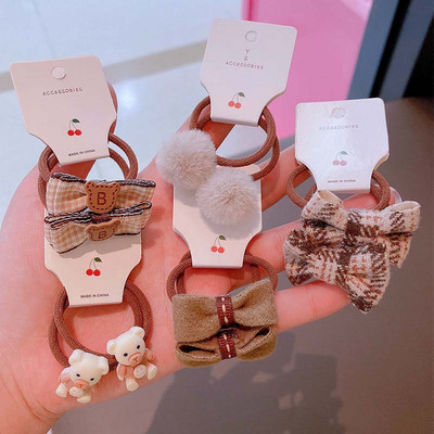 ncmama Ελαστικές κορδέλες μαλλιών Hair Ties εμπριμέ Φιόγκοι Μασίφ Scrunchies Headwear για κορίτσια Αξεσουάρ μαλλιών για παιδιά Παιδικά 3,2cm 10τμχ