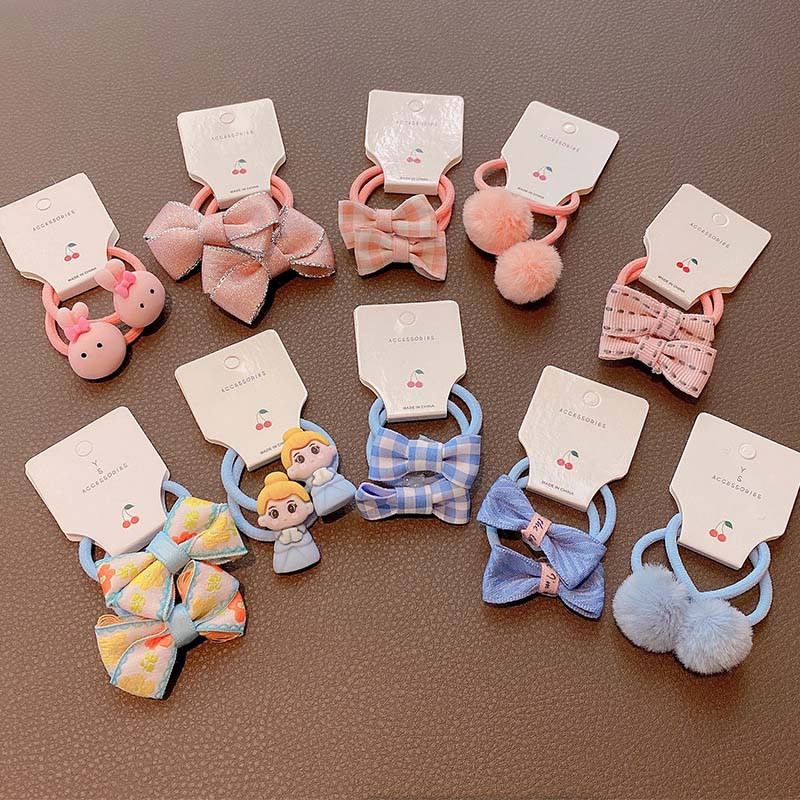 ncmama Ελαστικές κορδέλες μαλλιών Hair Ties εμπριμέ Φιόγκοι Μασίφ Scrunchies Headwear για κορίτσια Αξεσουάρ μαλλιών για παιδιά Παιδικά 3,2cm 10τμχ