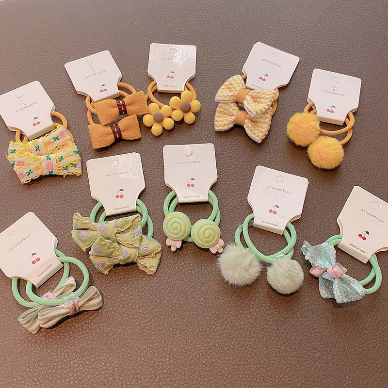 ncmama Ελαστικές κορδέλες μαλλιών Hair Ties εμπριμέ Φιόγκοι Μασίφ Scrunchies Headwear για κορίτσια Αξεσουάρ μαλλιών για παιδιά Παιδικά 3,2cm 10τμχ