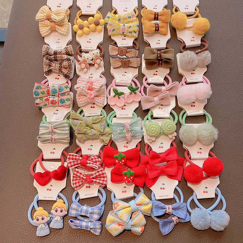 ncmama Ελαστικές κορδέλες μαλλιών Hair Ties εμπριμέ Φιόγκοι Μασίφ Scrunchies Headwear για κορίτσια Αξεσουάρ μαλλιών για παιδιά Παιδικά 3,2cm 10τμχ