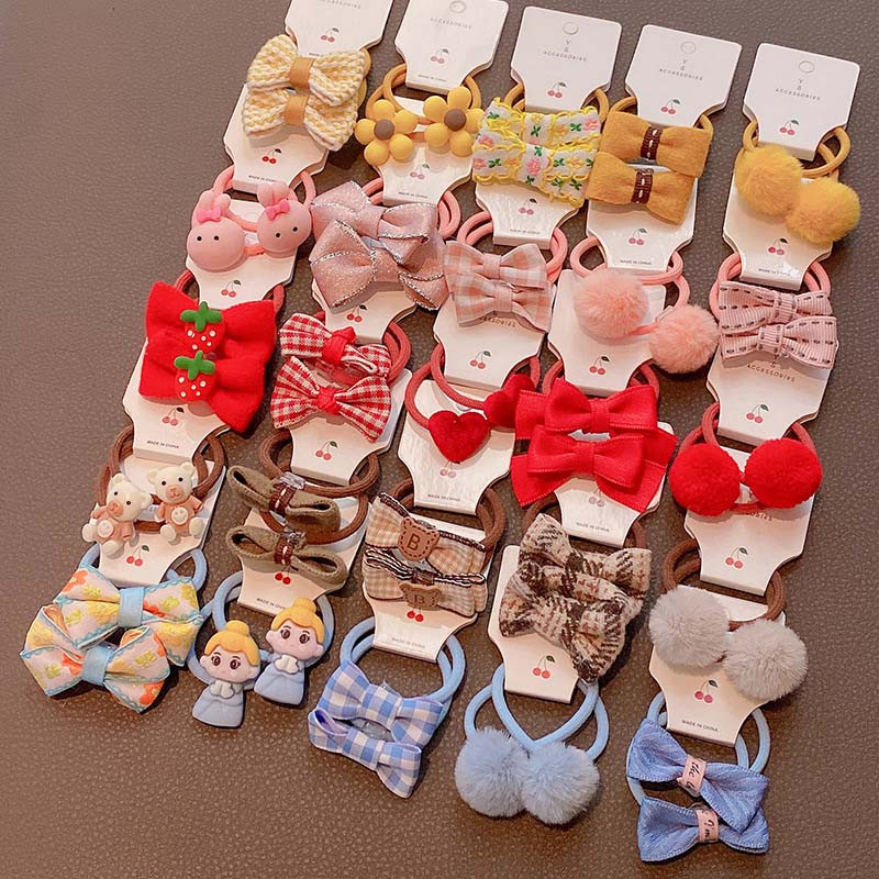 ncmama Ελαστικές κορδέλες μαλλιών Hair Ties εμπριμέ Φιόγκοι Μασίφ Scrunchies Headwear για κορίτσια Αξεσουάρ μαλλιών για παιδιά Παιδικά 3,2cm 10τμχ