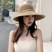 K355-slamnati šešir s cvijetom Ženski šešir za plažu s velikim obodom, svestrani suncobran, šešir za zaštitu od sunca, ljetni sklopivi ženski šešir za sunčanje