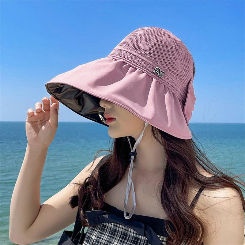 Prozračna, izdržljiva šešir za sunčanje čiste boje, točkasti dizajn, ljetna kapa, mrežasta rupa za planinarenje