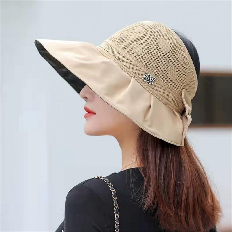 Prozračna, izdržljiva šešir za sunčanje čiste boje, točkasti dizajn, ljetna kapa, mrežasta rupa za planinarenje