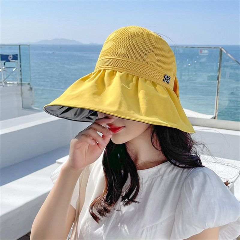 Prozračna, izdržljiva šešir za sunčanje čiste boje, točkasti dizajn, ljetna kapa, mrežasta rupa za planinarenje