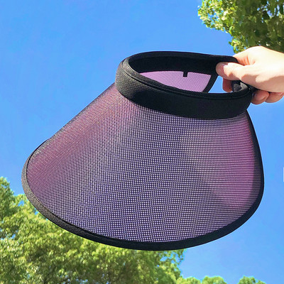 Novi šešir s UV promjenom boje, prazan cilindar s velikim obodom, čipkasti mrežasti dizajn, ljetni šešir, biciklizam na otvorenom, kapa za sunčanje, putna kapa za plažu