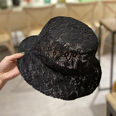 Slnečný klobúk Trendy dámske letné kórejské prímorské vintage elegantné čipkované slnečné klobúky vonkajšie jarné plážové umývanie vodou rybárske klobúky