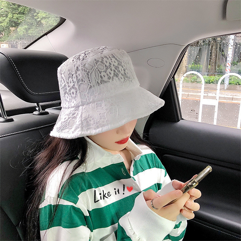 Slnečný klobúk Trendy dámske letné kórejské prímorské vintage elegantné čipkované slnečné klobúky vonkajšie jarné plážové umývanie vodou rybárske klobúky