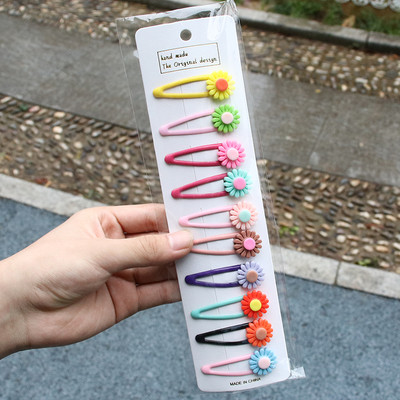 10 DB/Szett Új Lány Aranyos Rajzfilm Virág Gyümölcs Hajtűk Fejfedők Gyerekek Édes Hajcsat Barrettes Fejpánt Divat Hajkiegészítők