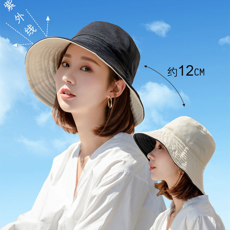 Pălărie de pescar pentru femei, cu umbrelă mare de vară, pălărie UV, literatură și artă japoneză, pălărie cu protecție solară anti UV, versiune coreeană pliabilă