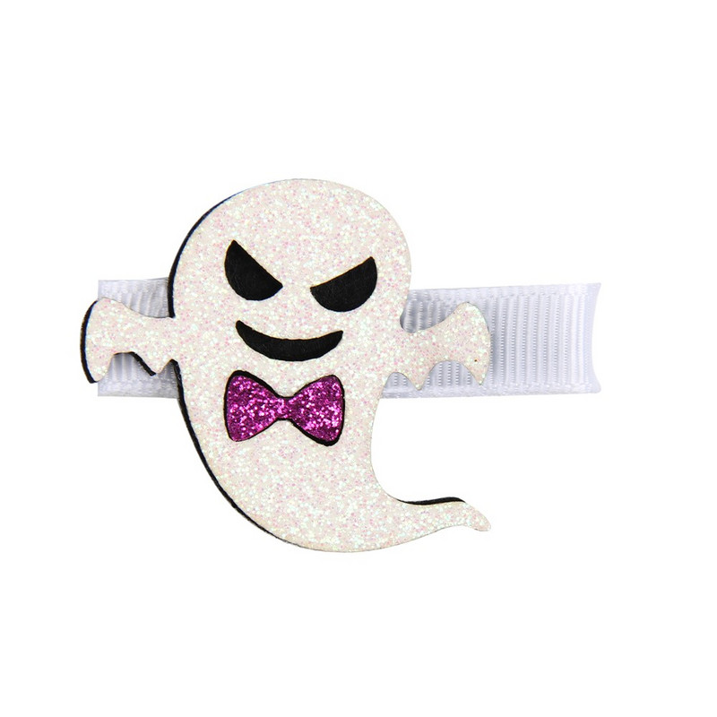 CN 10 buc/lot Mini sclipici pentru Halloween funde de păr din pâslă Agrafe de păr pentru fete Smile dovleac/craniu accesorii de păr pentru petrecere