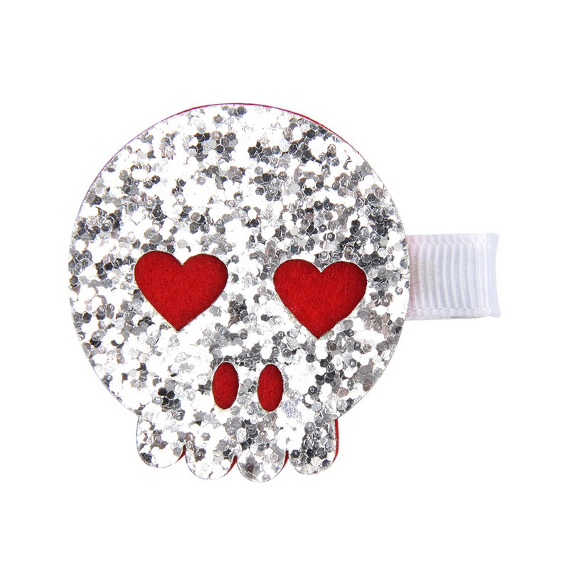 CN 10 buc/lot Mini sclipici pentru Halloween funde de păr din pâslă Agrafe de păr pentru fete Smile dovleac/craniu accesorii de păr pentru petrecere