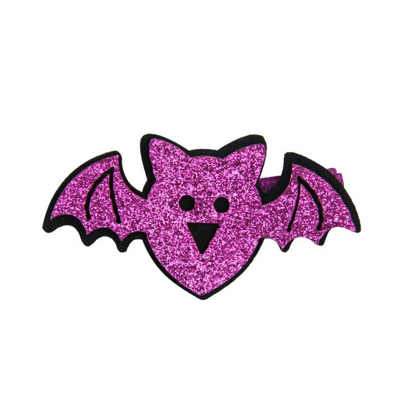 CN 10 buc/lot Mini sclipici pentru Halloween funde de păr din pâslă Agrafe de păr pentru fete Smile dovleac/craniu accesorii de păr pentru petrecere