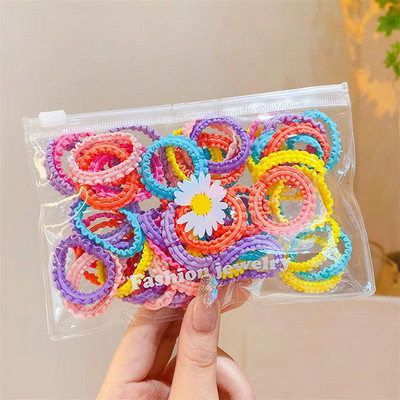 50 tk/partii karikakra kott tüdrukutele juuste aksessuaarid printsess kõrge elastsusega kummipaelad Nahkkatted Peaköied Armas laste peakate