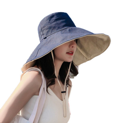 Dvostrani sklopivi šešir od 15 cm Ljetni šešir za sunčanje za žene Djevojke Ribarska kapa sa šiltom Anti-UV široki obodi Šeširi za sunčanje Kape