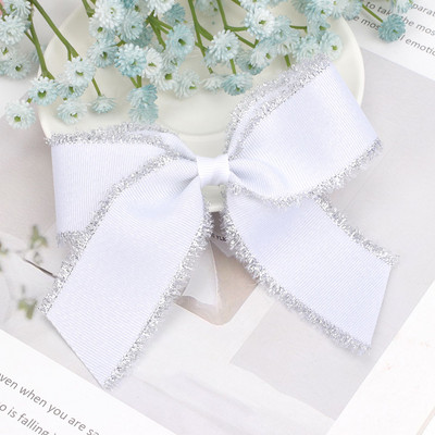 ncmama 1PC 4 inča pokrivala za glavu za djevojčice svjetlucave pune grosgrain vrpce mašne za kosu sa kopčom Ručno izrađene butik hvataljke za kosu za djecu