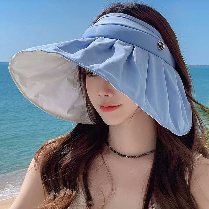 Pălărie de soare la modă, cu boruri mari de 14 cm, pentru femei, cu volan, cu design cu pliuri, pălărie de găleată, impermeabilă, în aer liber, protecție UV, șapcă de plajă de vacanță