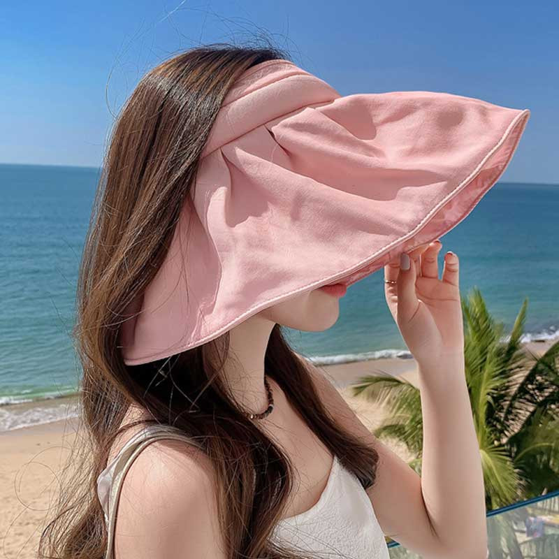 Pălărie de soare la modă, cu boruri mari de 14 cm, pentru femei, cu volan, cu design cu pliuri, pălărie de găleată, impermeabilă, în aer liber, protecție UV, șapcă de plajă de vacanță