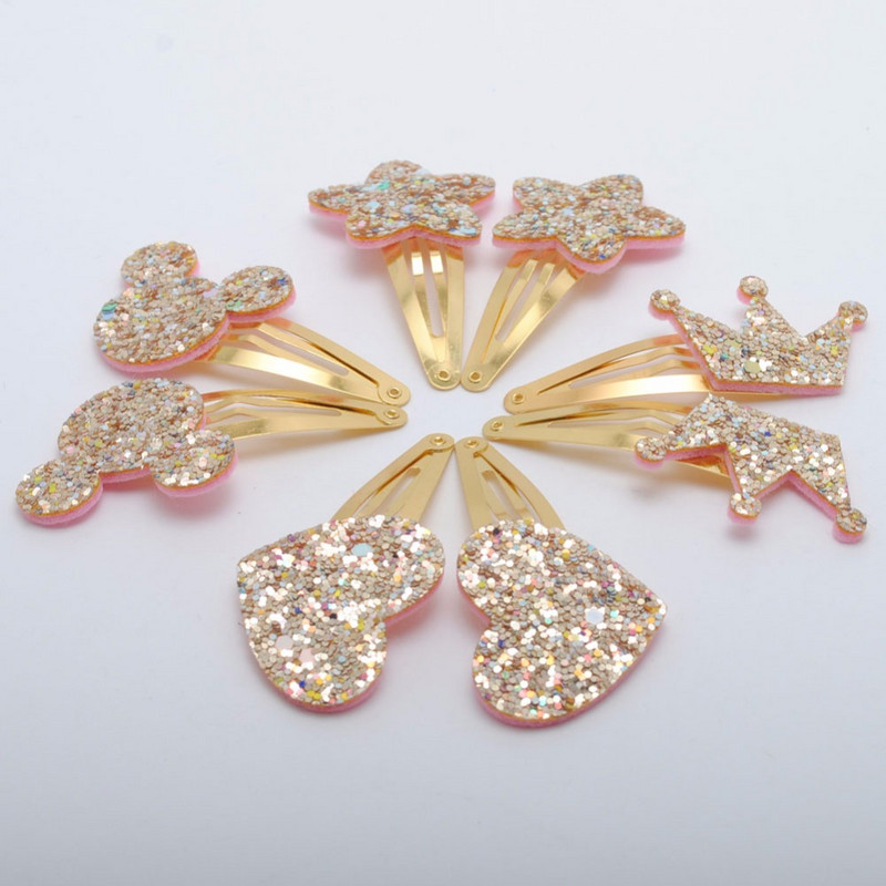 8/ 10 kom./ lot Nove pozlaćene kopče za kosu za djevojčice Dječje svjetlucave ukosnice Zvjezdica Mickey Ukosnica s ušnom krunom Ukosnica za kosu Dječji dodaci za kosu