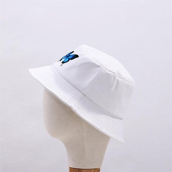 Μπλε πεταλούδα Harajuku Fisherman\'s Hats Αντηλιακό Casual Beach Καπέλο αντηλιακό για υπαίθριο Unisex καπέλο πτυσσόμενο βαμβακερά καπέλα Panama