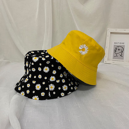 Reverzibilni šešir s tratinčicama za žene, pamučna dvostrana ribarska kapa za sunčanje s cvjetnim vezom i širokim obodom