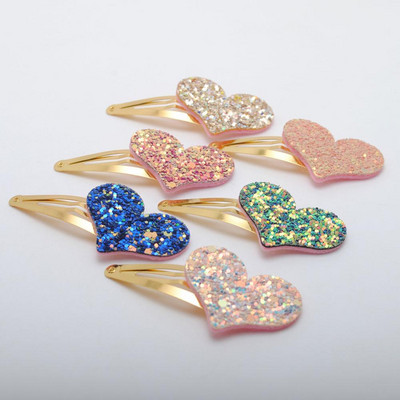 6 buc/lot Agrafe Noi Fete Design Corea Glitter Heart Copii Cadou Aniversare Accesorii Păr Copii Agraf Pentru Copii
