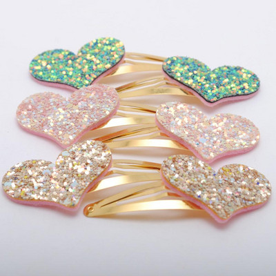 6 buc/lot Agrafe Noi Fete Design Corea Glitter Heart Copii Cadou Aniversare Accesorii Păr Copii Agraf Pentru Copii