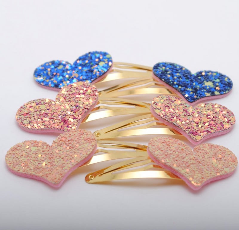 6 buc/lot Agrafe Noi Fete Design Corea Glitter Heart Copii Cadou Aniversare Accesorii Păr Copii Agraf Pentru Copii