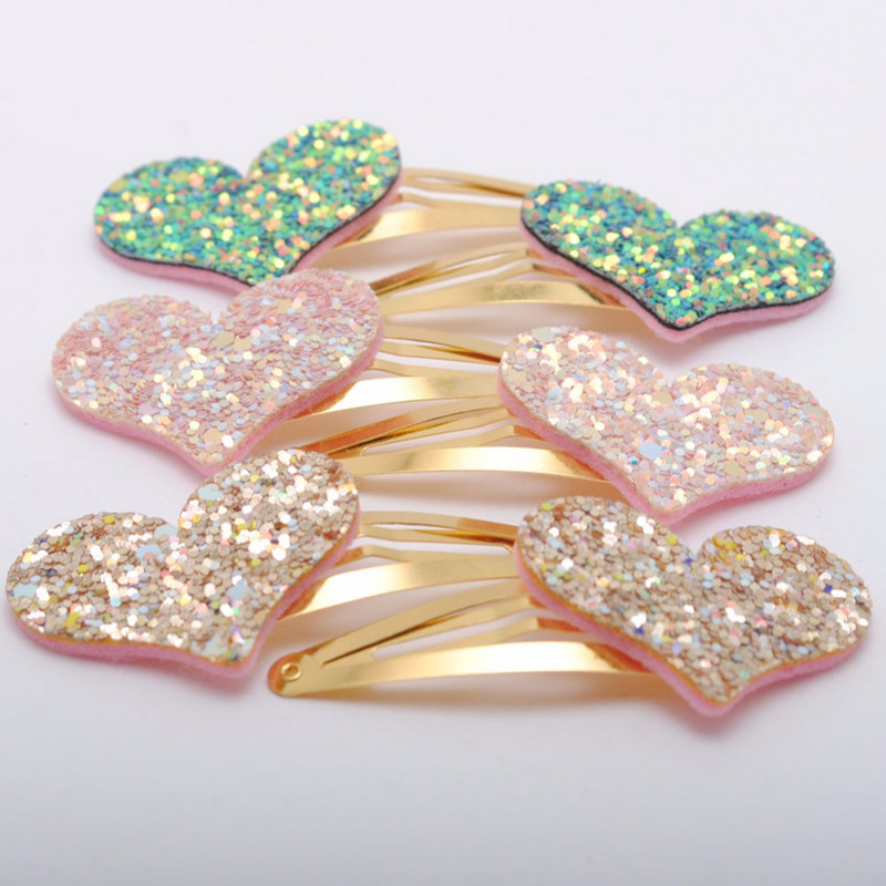 6 buc/lot Agrafe Noi Fete Design Corea Glitter Heart Copii Cadou Aniversare Accesorii Păr Copii Agraf Pentru Copii