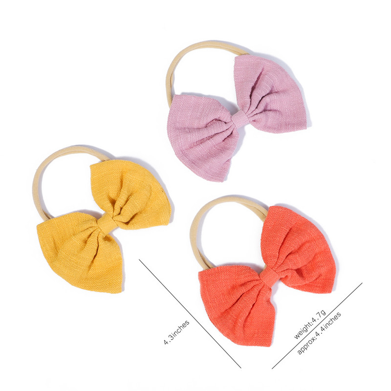 4 bucăți/set de culoare uni din bumbac fundite pentru bebeluși bentita pentru copii elastic din nailon accesorii pentru păr drăguț nou-născut fete