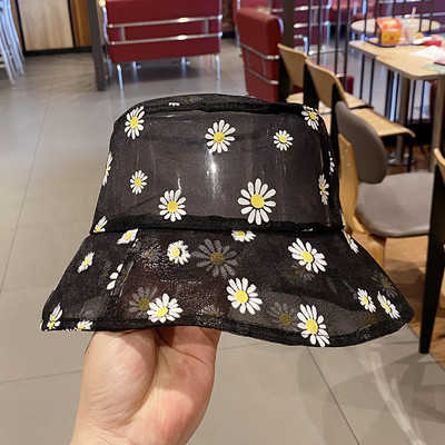 Broderie Margarete Pălărie de găleată Femei Plasă Transparentă din Dantela Panama Pălărie de pescar Moda Vară Pescuit în aer liber Pălărie de soare Cap SA694