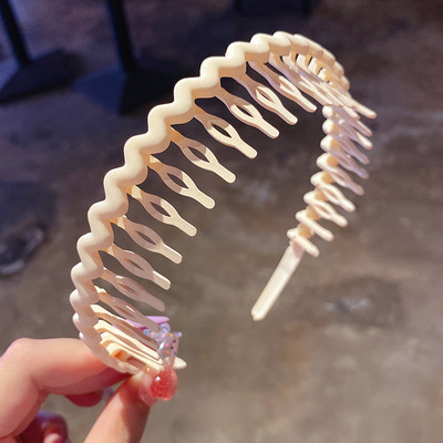 Noua bentiță pentru fete Agrafe de păr pentru copii, artefact de finisare a părului rupt, bentita de păr de culoare solidă cu dinți agraf antiderapant Cadou