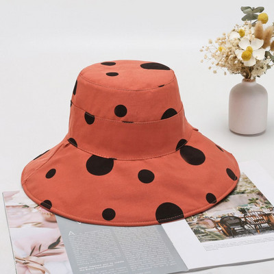 1 buc pălărie de găleată reversibilă imprimată cu buline, pălărie de soare de plajă, anti-UV, pălărie de vară, șapcă de pescar portabilă pliabilă
