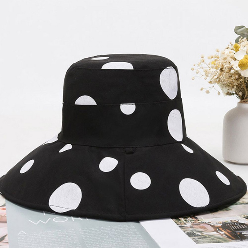 1 buc pălărie de găleată reversibilă imprimată cu buline, pălărie de soare de plajă, anti-UV, pălărie de vară, șapcă de pescar portabilă pliabilă