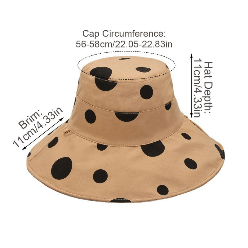 1 buc pălărie de găleată reversibilă imprimată cu buline, pălărie de soare de plajă, anti-UV, pălărie de vară, șapcă de pescar portabilă pliabilă