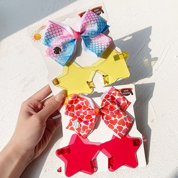 2 τεμάχια/συσκευασία Vintage Kids Summer Bows Headband Στρογγυλά γυαλιά ηλίου Παιδικά γυαλιά ηλίου Προστατευτικά γυαλιά για μωρά Παιδικά αξεσουάρ μαλλιών