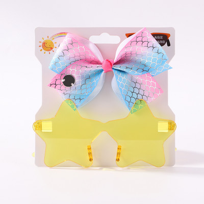 2 db/csomag Vintage Kids Nyári masni Fejpánt Kerek Napszemüveg Gyermek Napszemüveg Védőszemüveg Baba Gyerek Haj Kiegészítők