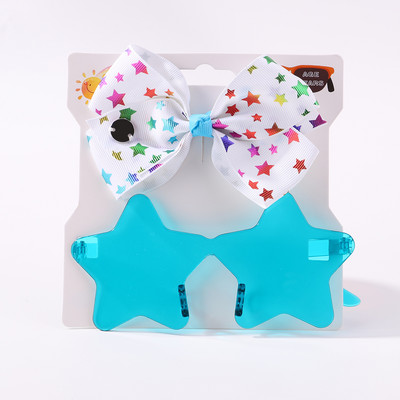 2 db/csomag Vintage Kids Nyári masni Fejpánt Kerek Napszemüveg Gyermek Napszemüveg Védőszemüveg Baba Gyerek Haj Kiegészítők