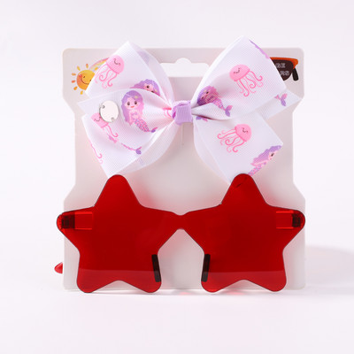 2 db/csomag Vintage Kids Nyári masni Fejpánt Kerek Napszemüveg Gyermek Napszemüveg Védőszemüveg Baba Gyerek Haj Kiegészítők