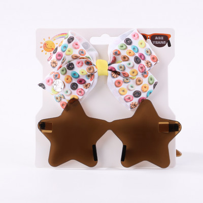 2 db/csomag Vintage Kids Nyári masni Fejpánt Kerek Napszemüveg Gyermek Napszemüveg Védőszemüveg Baba Gyerek Haj Kiegészítők