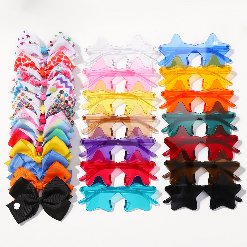 2 db/csomag Vintage Kids Nyári masni Fejpánt Kerek Napszemüveg Gyermek Napszemüveg Védőszemüveg Baba Gyerek Haj Kiegészítők