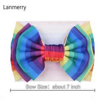 2022 New Summer Print Φιόγκοι Μαλλιών Headband For Girls Cute Baby Turban 7\'\' Big Bow Hairband Kids Fashion Αξεσουάρ μαλλιών Χονδρική