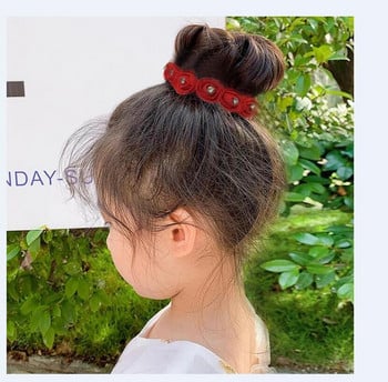 2 τμχ PE ROSES RHINESTONES Ελαστικά Μαλλιά Δαχτυλίδι Σχοινί Scrunchie Κορδέλες Αλογοουρά για γυναίκες ή κορίτσια Αξεσουάρ μαλλιών